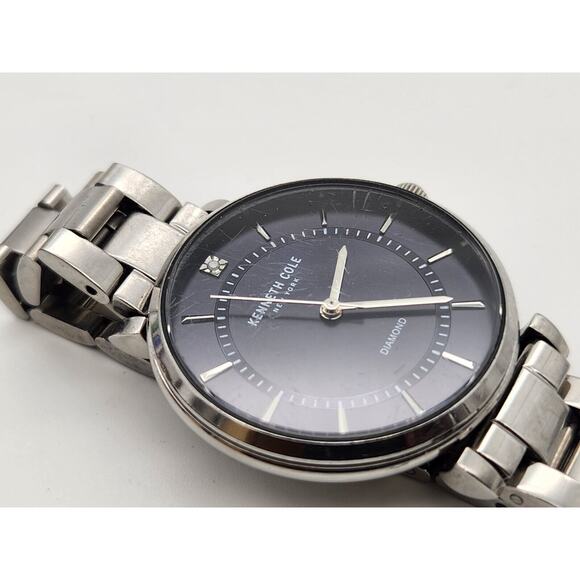 Kenneth Cole Ladies New York KC51114017 Diamond Accented Blue Dial SS Watch - Picture 3 of 8